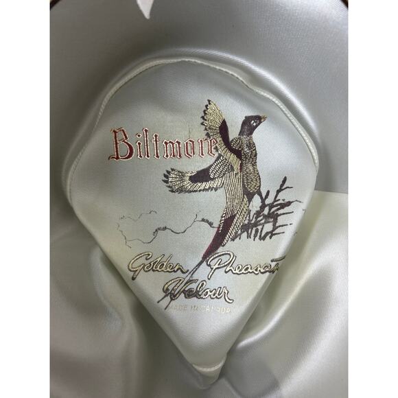 Biltmore Golden Pheasant Velour Mens 6 7/8 Terra Brown Felt Fedora - Picture 10 of 10